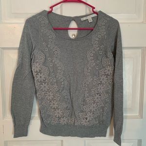 Lauren Conrad Grey lace key hole sweater Small